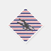 ネイビーとレッドヴィンテージの二機飛行機ナプキン スタンダードカクテルナプキン (角)