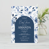 ネイビーと埃っぽいブルーボーイフローラベビーシャワー 招待状 (スタンド正面)