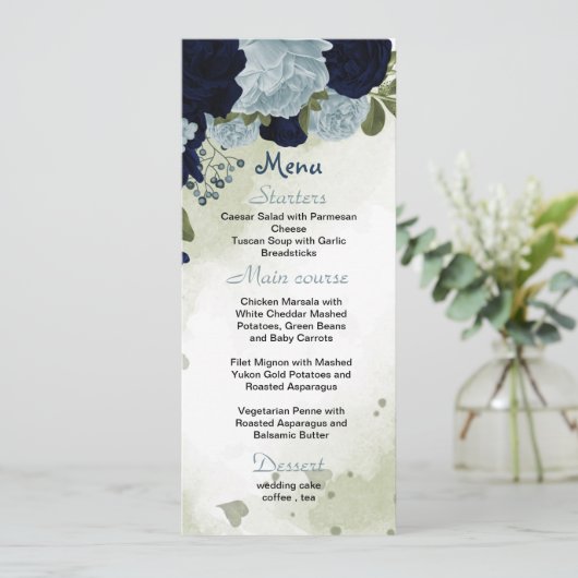 ネイビーと埃っぽい青い花々が緑結婚色に メニュー (スタンド正面)