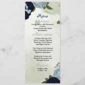 ネイビーと埃っぽい青い花の緑結婚色のメニュー メニュー (正面)