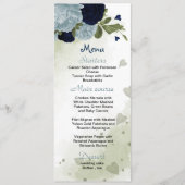 ネイビーと埃っぽい青い花の緑結婚色のメニュー メニュー (正面)