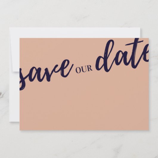 ネイビーと赤面のモダンピンクのスクリプトは日付を保存 セーブザデート (裏面)