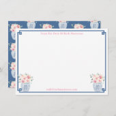 ネイビーと赤面の名門私立校風のバラパーティーのデスクから サンキューカード (正面/裏面)