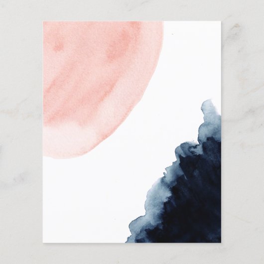 ネイビーと赤面の水の色の幾何学的な結婚式の招待 チラシ (裏面)