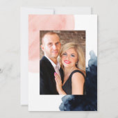 ネイビーと赤面の水の色の幾何結婚の写真 セーブザデート (裏面)