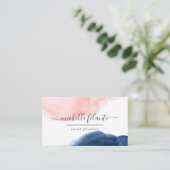 ネイビーと赤面の水彩名刺 名刺 (スタンド正面)