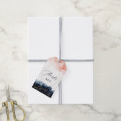 ネイビーと赤面の水彩幾何学模様結婚の ギフトタグ (より糸付き)