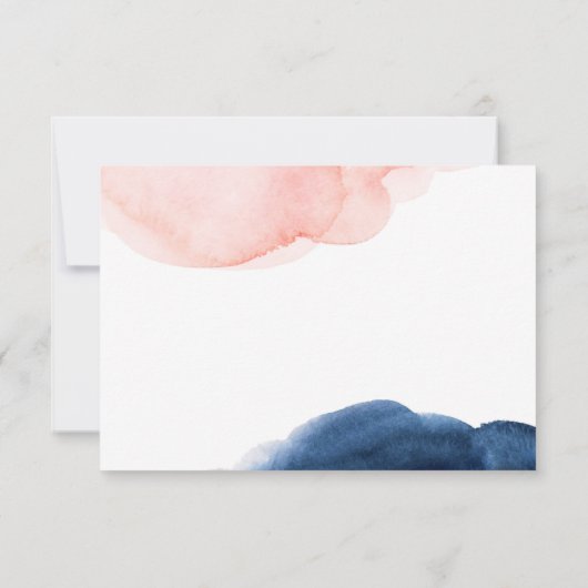 ネイビーと赤面の水結婚色の 出欠カード (裏面)