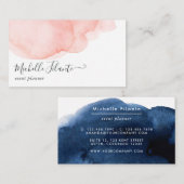 ネイビーと赤面の水色 名刺 (正面/裏面)