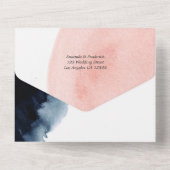 ネイビーと赤面の結婚幾何学的な全てが1つのInvita オールインワン招待状 (裏面)