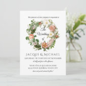 ネイビーと赤面アイボリーバラwファーンリース結婚ズ 招待状 (スタンド正面)