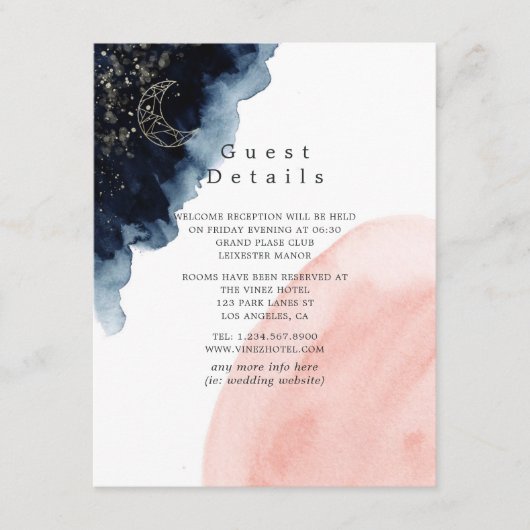 ネイビーと赤面ウォーター結婚カラーズゲスト詳細 エンクロージャーカード (正面)