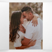 ネイビーと赤面ピンクの花模様エレガントな結婚式Tri-Fo 三つ折り招待状 (内部中)