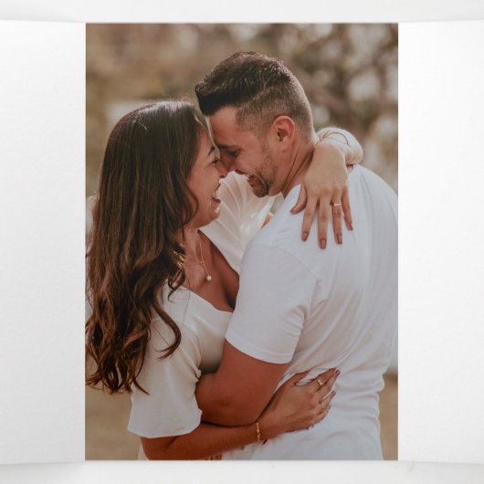 ネイビーと赤面ピンクの花模様エレガントな結婚式Tri-Fo 三つ折り招待状 (内部中)