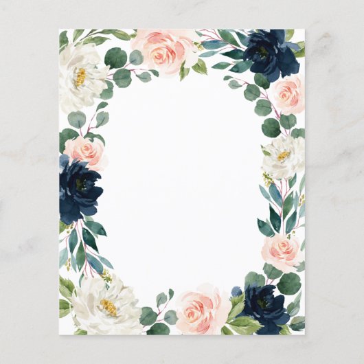 ネイビーと赤面ピンクウォーター結婚カラーのメニューカード (裏面)