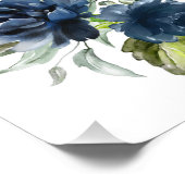 ネイビーと赤面水彩花、女の子子供部屋 フォトプリント (角)