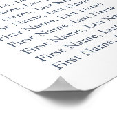 ネイビーと赤面結婚ピンクの座席表 ポスター (角)