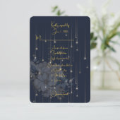 ネイビーと金ゴールドのフォーマル準結婚速応答カード 出欠カード (スタンド正面)