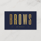 ネイビーと金ゴールドのマイクロブレードQRコードとロゴ 名刺 (正面)