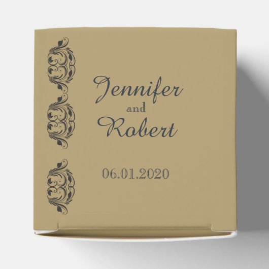 ネイビーと金ゴールドの仮装結婚式の引き出物ボックス フェイバーボックス (上部)