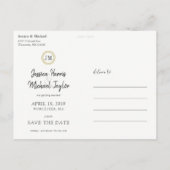 ネイビーと金ゴールドの写真Save the Dateカスタムテンプレート 案内ポストカード (裏面)