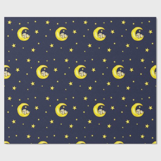 ネイビーと金ゴールドの小さな星 ラッピングペーパー (フラット)