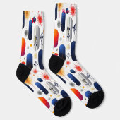 ネイビーと金ゴールドの羽毛アクセント付きホリデーソックス ソックス (右)