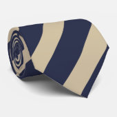 ネイビーと金ゴールドを斜めに結ストライプのぶ ネクタイ (ロール)