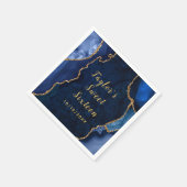 ネイビーと金ゴールドアガテマーブルSweet sixteen スタンダードカクテルナプキン (角)