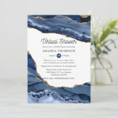 ネイビーと金ゴールドアゲートバーチャルブライダルシャワー 招待状 (スタンド正面)