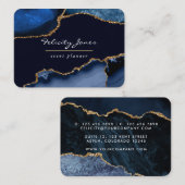ネイビーと金ゴールドアゲート大切ストーン 名刺 (正面/裏面)