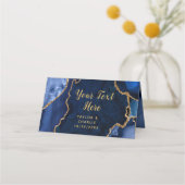 ネイビーと金ゴールドアゲート大理石結婚ズ プレイスカード (正面)