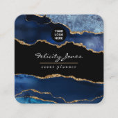 ネイビーと金ゴールドアゲ大切ートストーン広場 スクエア名刺 (正面)