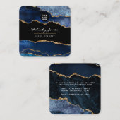 ネイビーと金ゴールドアゲ大切ートストーン広場 スクエア名刺 (正面/裏面)