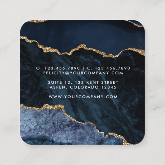 ネイビーと金ゴールドアゲ大切ートストーン広場 スクエア名刺 (裏面)