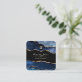 ネイビーと金ゴールドアゲ大切ートストーン広場 スクエア名刺 (スタンド正面)