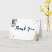 ネイビーと金ゴールドアンパサンドサンキューカード カード (黄色い花)