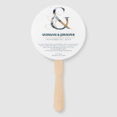 ネイビーと金ゴールドアンパサンド結婚式 プログラム ハンドファン (正面)