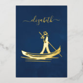 ネイビーと金ゴールドイタリアンワインブライダルシャワー 箔招待状 (正面)