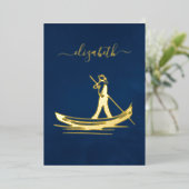 ネイビーと金ゴールドイタリアンワインブライダルシャワー 箔招待状 (立ち正面)