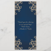 ネイビーと金ゴールドインディアン結婚スタイルのメニューカード メニュー (裏面)