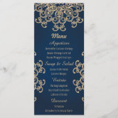 ネイビーと金ゴールドインディアン結婚スタイルのメニューカード メニュー (正面)