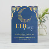 ネイビーと金ゴールドイードパーティの招待状 招待状 (スタンド正面)