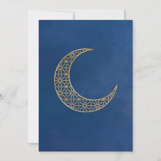 ネイビーと金ゴールドイードパーティの招待状 招待状 (裏面)