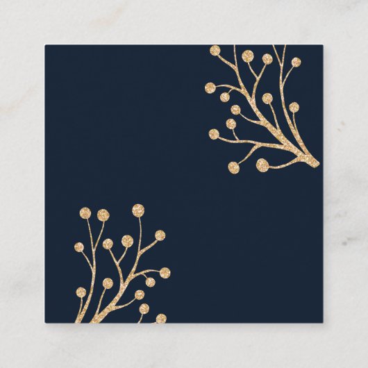 ネイビーと金ゴールドエレガントなウェディングRSVPエンクロージャカード エンクロージャーカード (裏面)