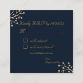 ネイビーと金ゴールドエレガントなウェディングRSVPエンクロージャカード エンクロージャーカード (正面)