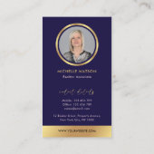 ネイビーと金ゴールドエレガントのロ実在ゴの写真 名刺 (裏面)