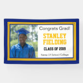 ネイビーと金ゴールドグラッドワンフォト 横断幕 (横)