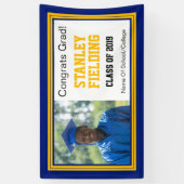 ネイビーと金ゴールドグラッドワンフォト 横断幕 (縦)