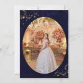 ネイビーと金ゴールドザスターズの下のキンセニェラ写真 サンキューカード (裏面)